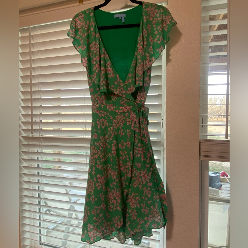 Draper James RSVP Floral Green Wrap Dress